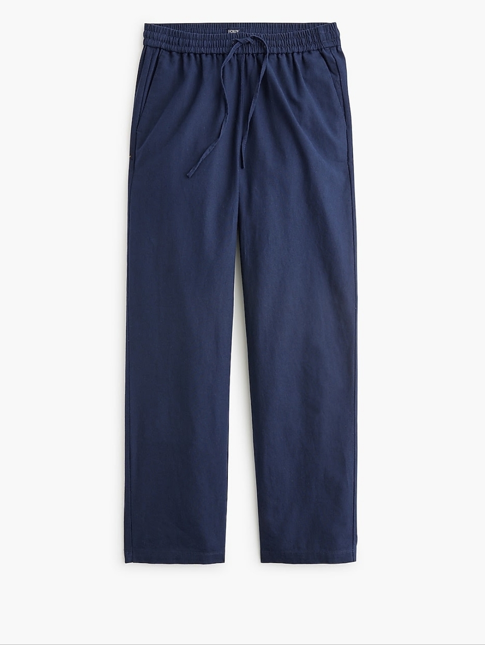 NWT Tall Linen-Blend Slim Wide-Leg Drawstring Pants  Navy Blue Size 8 Tall